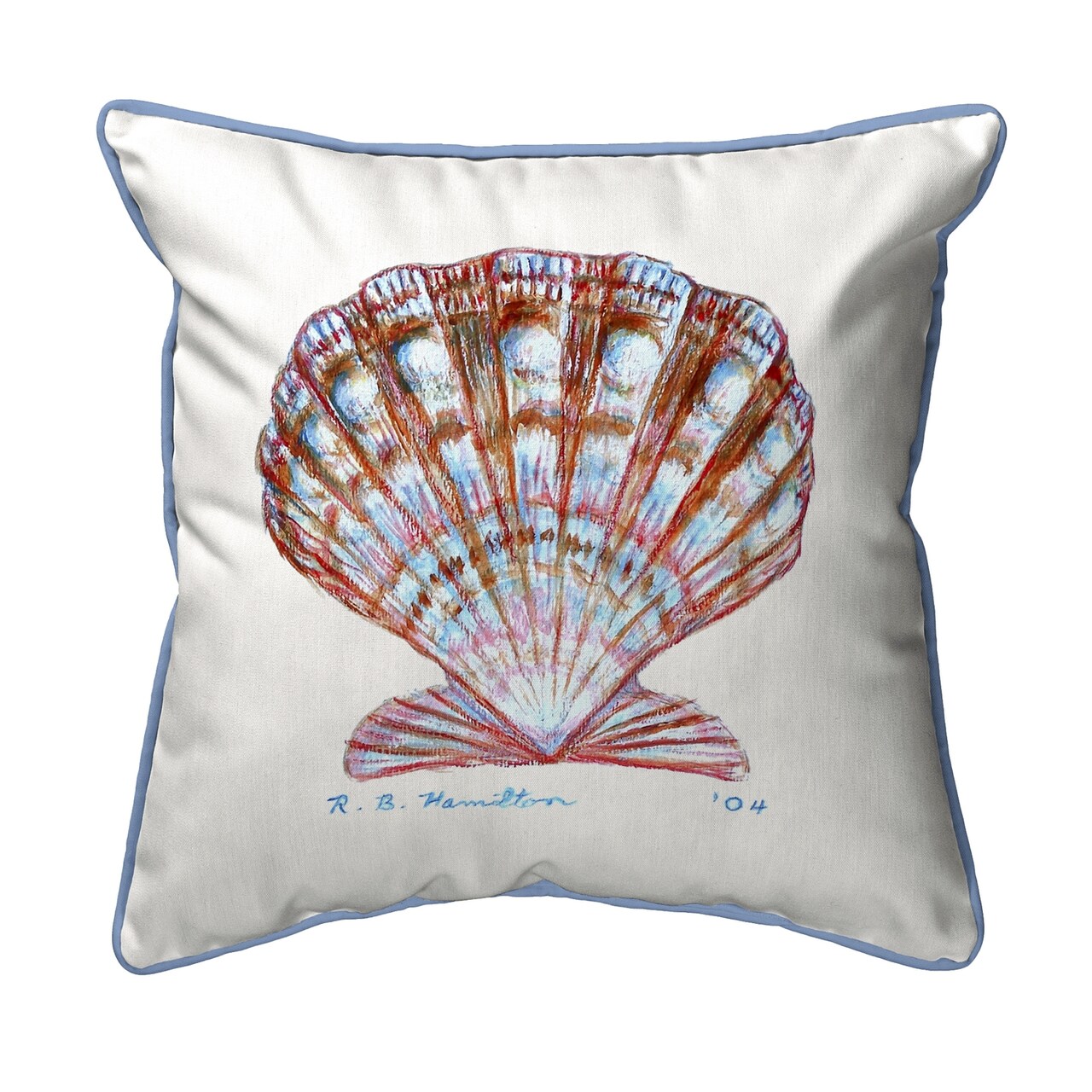 Betsy Drake Scallop Shell Extra Large 22 X 22 Indoor / Outdoor White Pillow